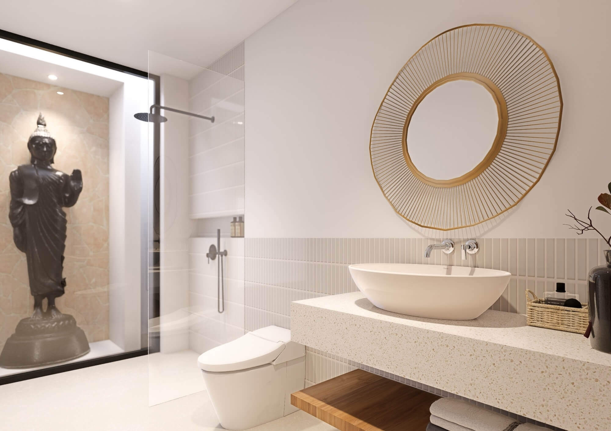 Master bathroom with bathtub