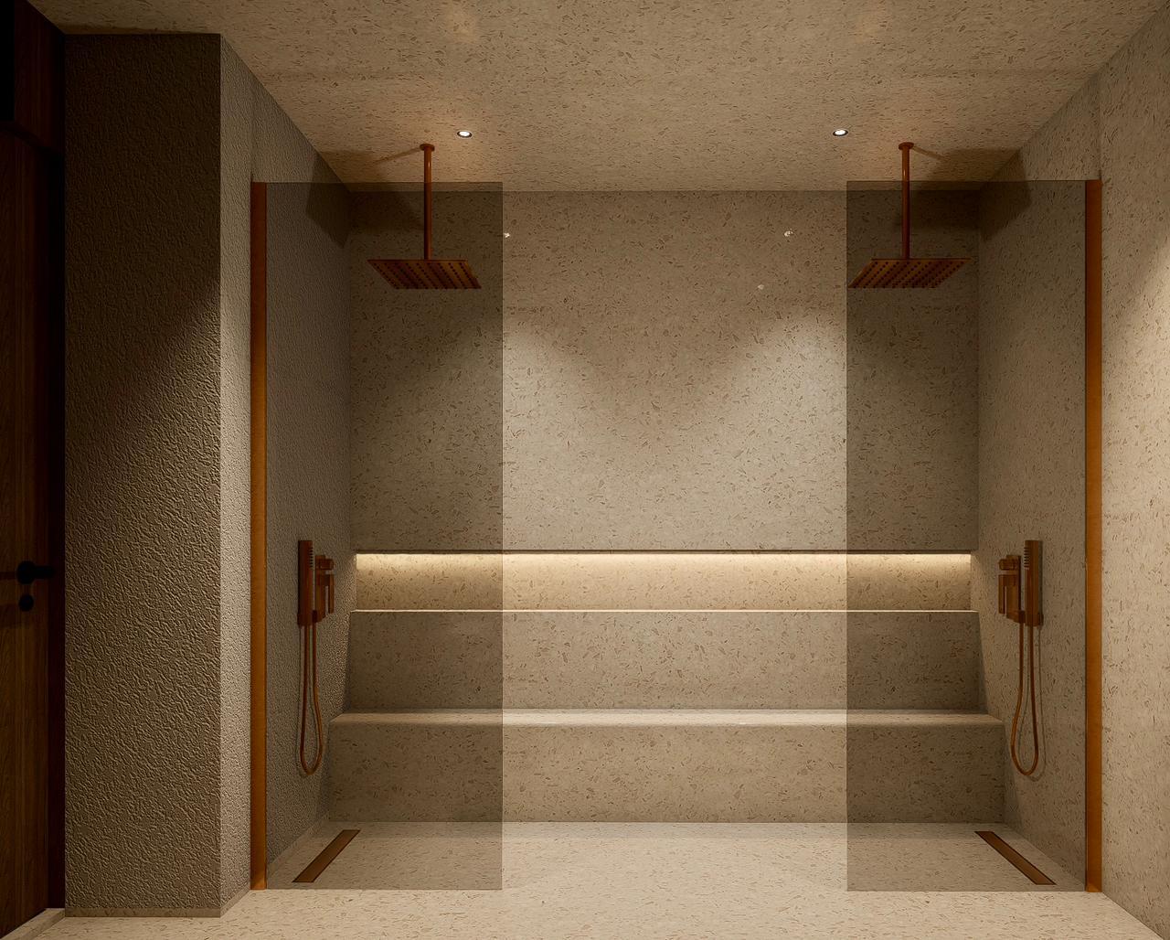 Double shower in the master bathroom